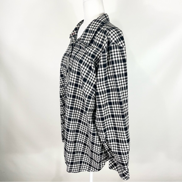 Talbots Plaid Blouse With Metallic Thread Accents Size 3X - Picture 3 of 6